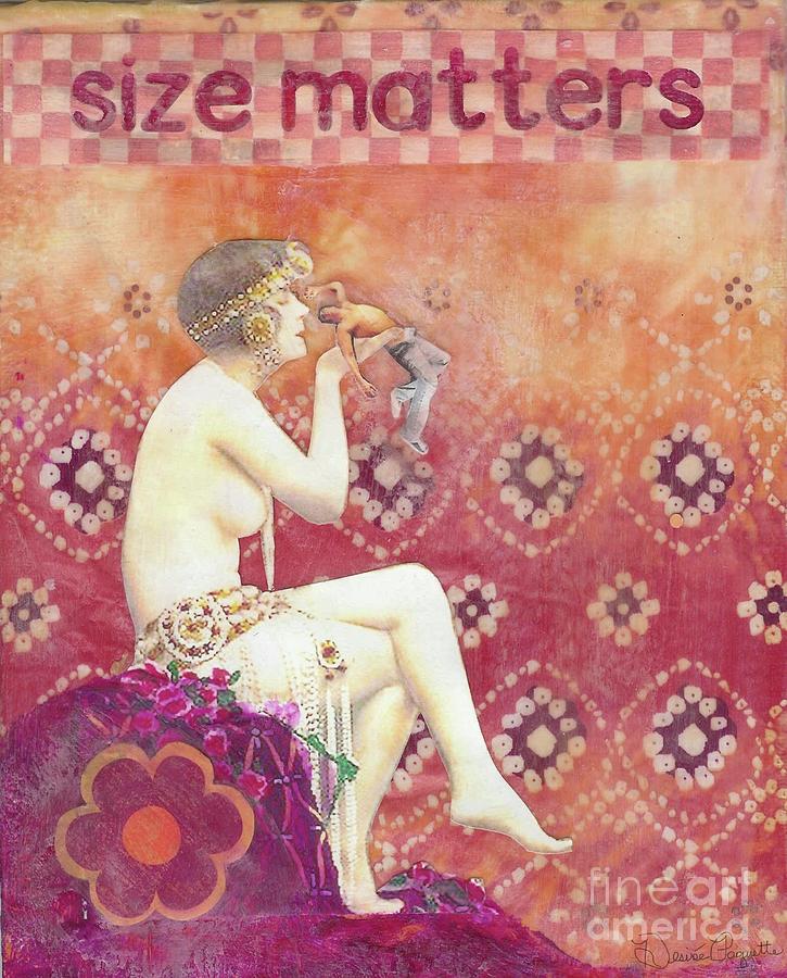 Vintage Mixed Media - Size Matters by Desiree Paquette