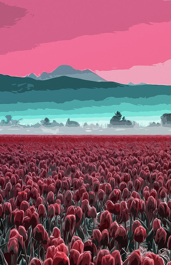 Skagit Valley at Sunset Painting by AM FineArtPrints