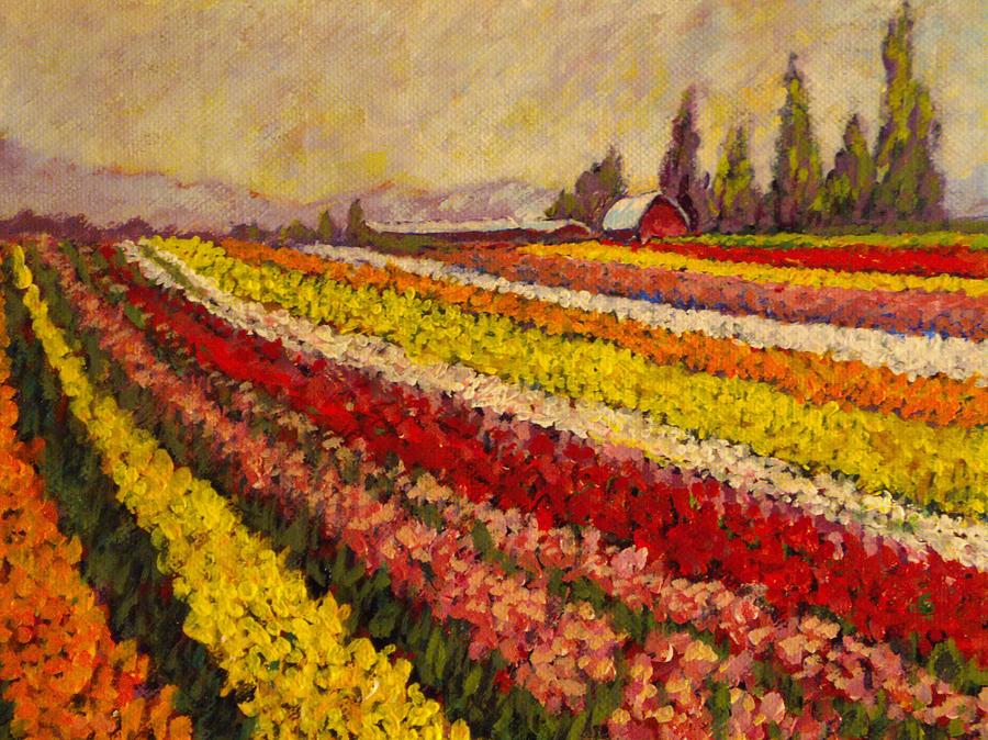 Skagit Valley Tulip Field Painting by Charles Munn