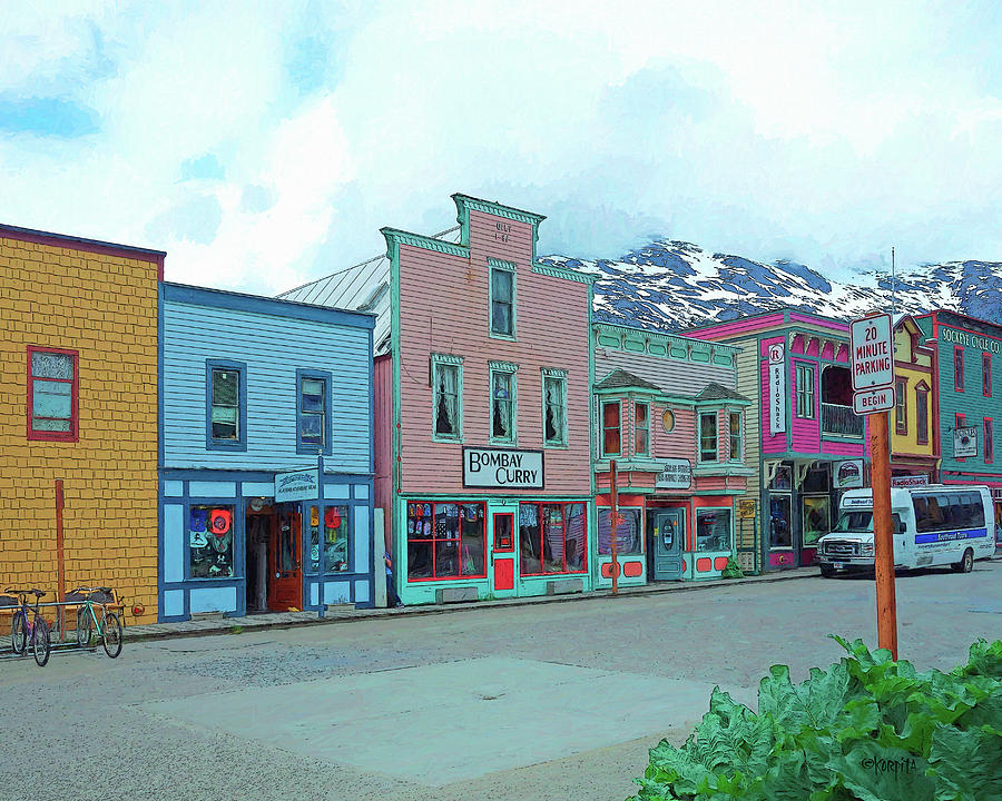 Skagway Alaska Colorful Street Scene Digital Art by Rebecca Korpita