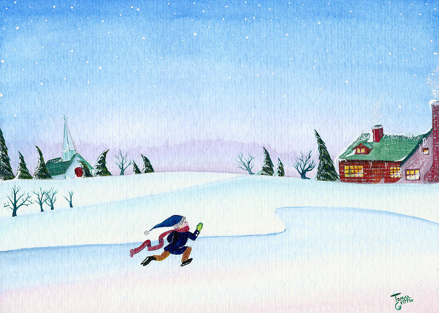 Christmas Painting - Skater by Thomas Griffin