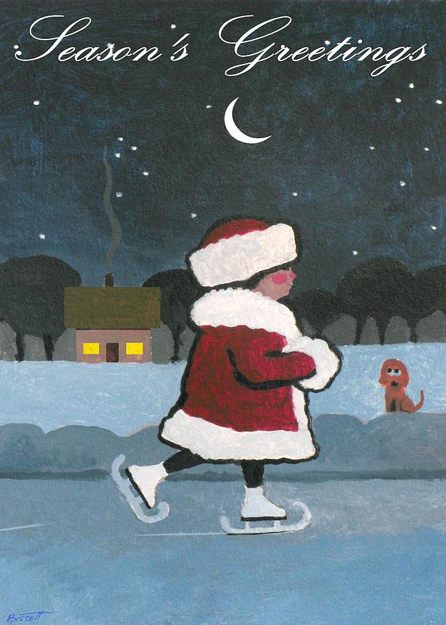Skating at Night Card Painting by Robert Bissett