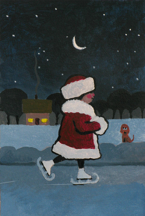Skating at Night Painting by Robert Bissett
