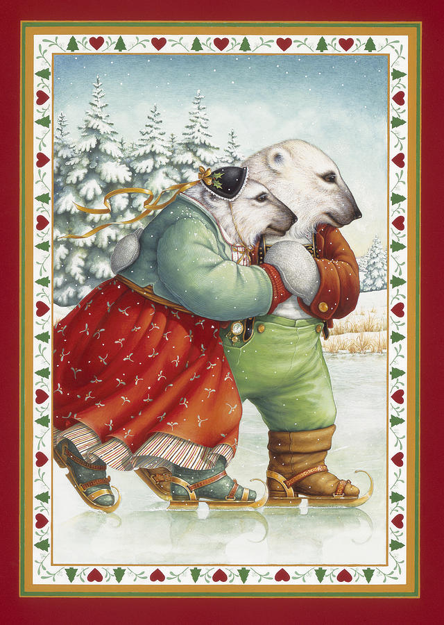 Skating Bears Painting by Lynn Bywaters