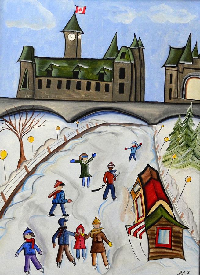 Skating  Painting by Heather Lovat-Fraser