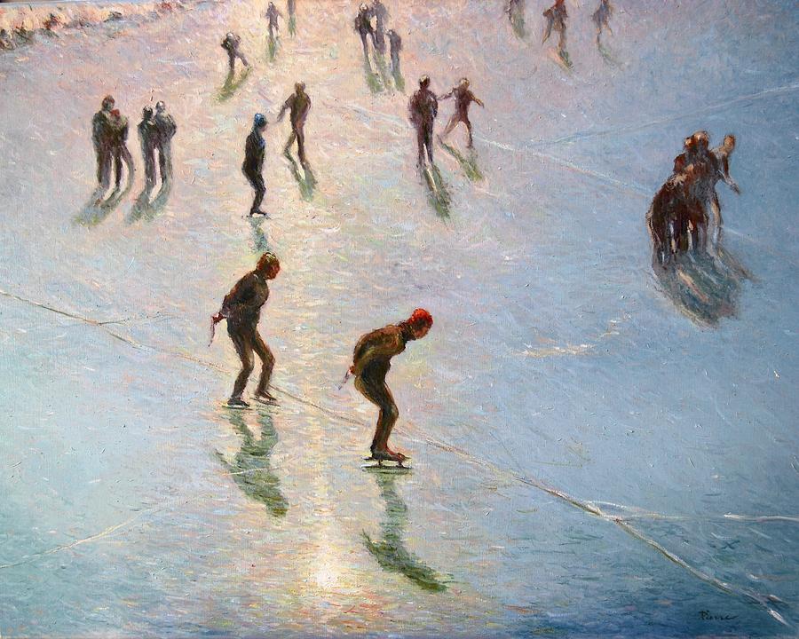 Skating in the Sunset  Painting by Pierre Dijk