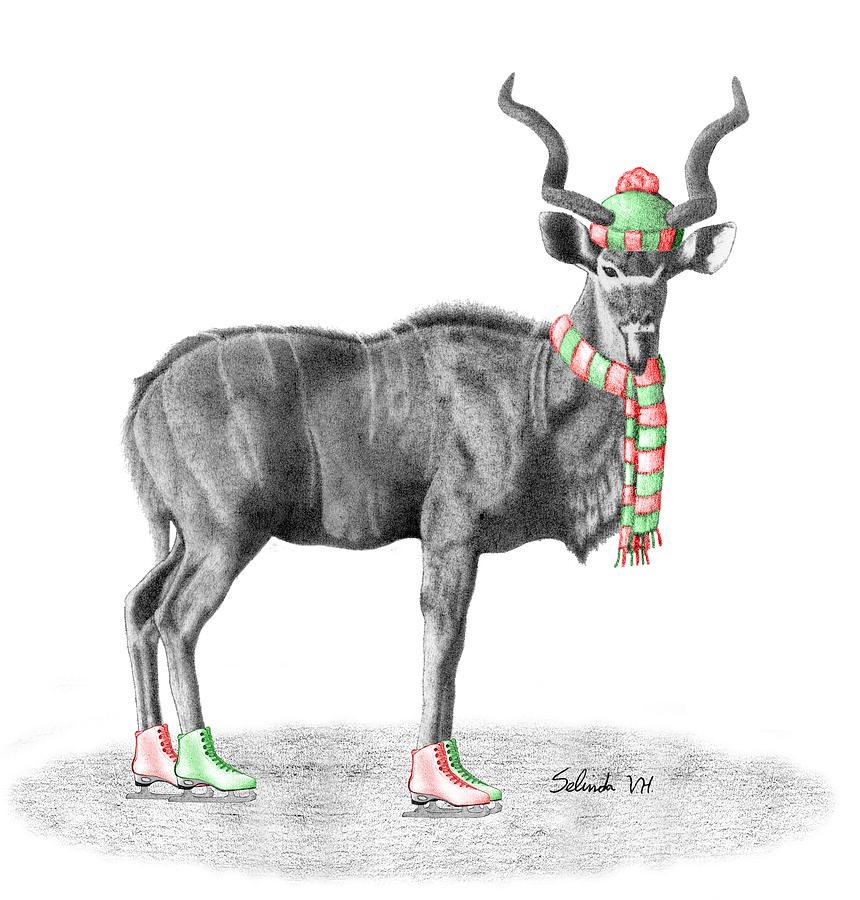 Skating Kudu Drawing by Selinda Van Horn Fine Art America