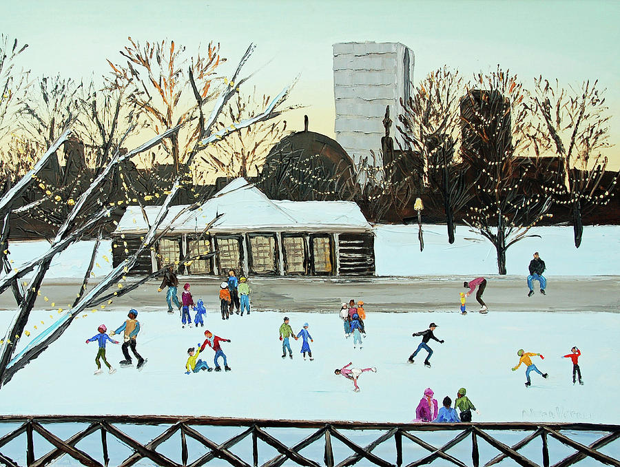 Skating on the Frog Pond Painting by Alison Vernon - Pixels