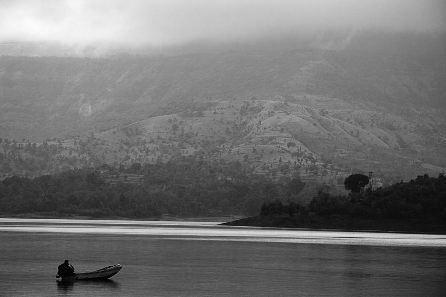 SKC 7590 Lone Boatman Photograph by Sunil Kapadia