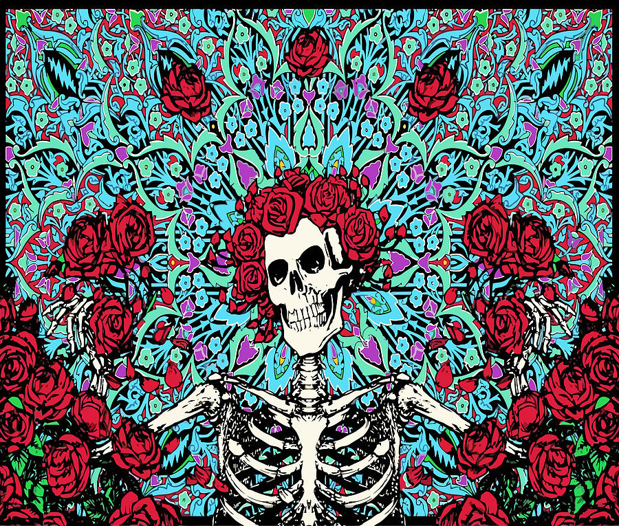 Grateful Dead Digital Art - skeleton With Roses by Gd