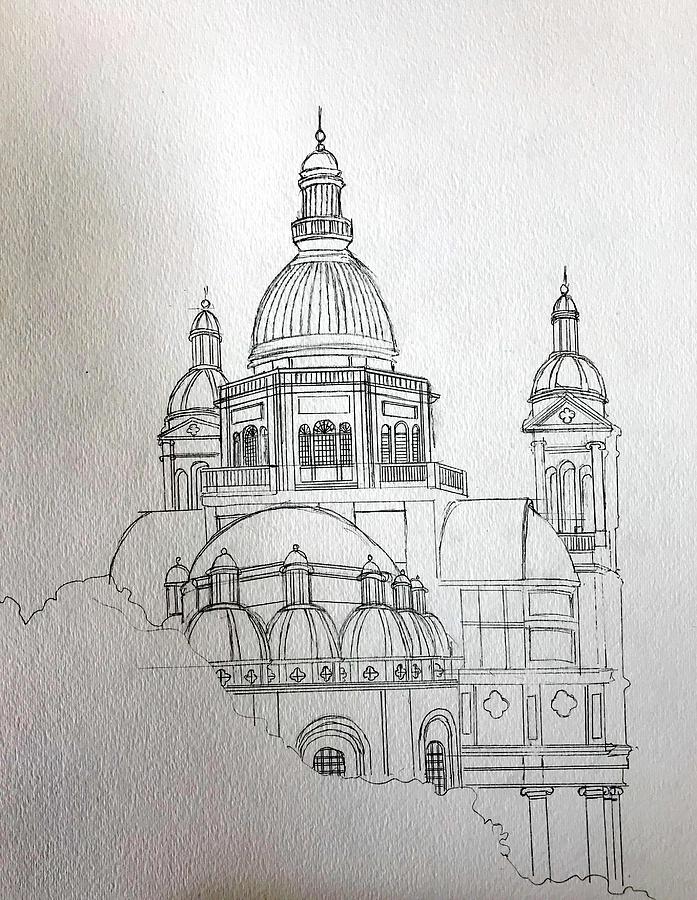 Church Drawing - Sketch Christ the King Church by Ray Agius