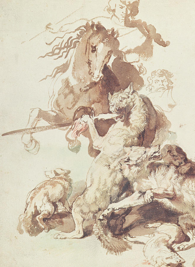 Sketch for a Wolf Hunt Drawing by Peter Paul Rubens Pixels