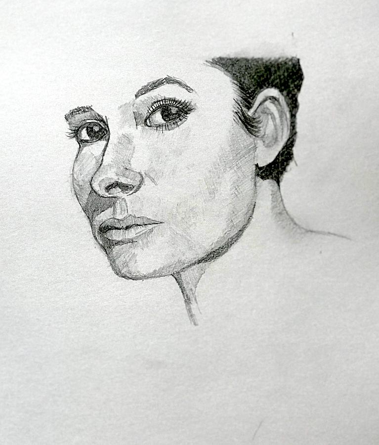 Sketch for Audrey I Drawing by Ray Agius