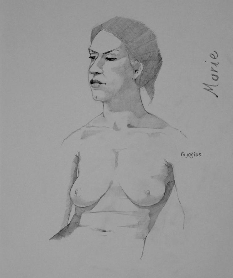 Sketch for Marie seated Drawing by Ray Agius
