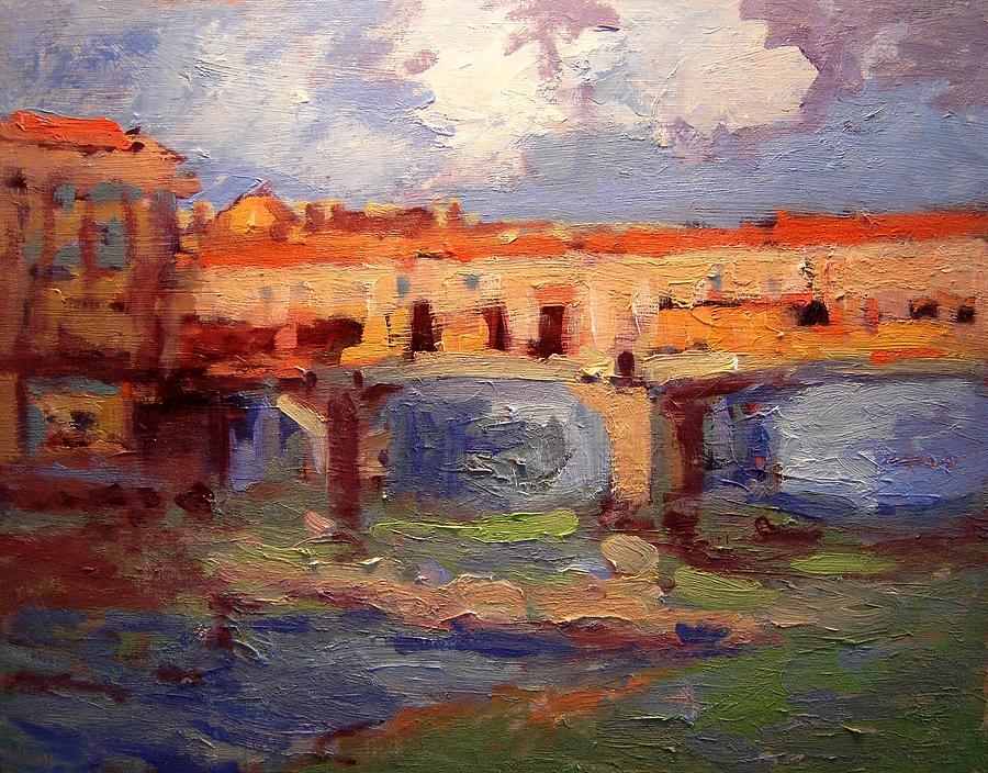 Sketch for Ponte Vecchio in afternoon light Painting by R W Goetting