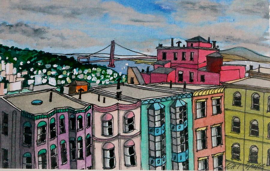 2007 Painting - Sketch from Poke Street Roof  by Ronald Thompson