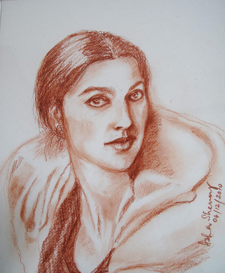 Sketch in conte crayon Drawing by Asha Sudhaker Shenoy