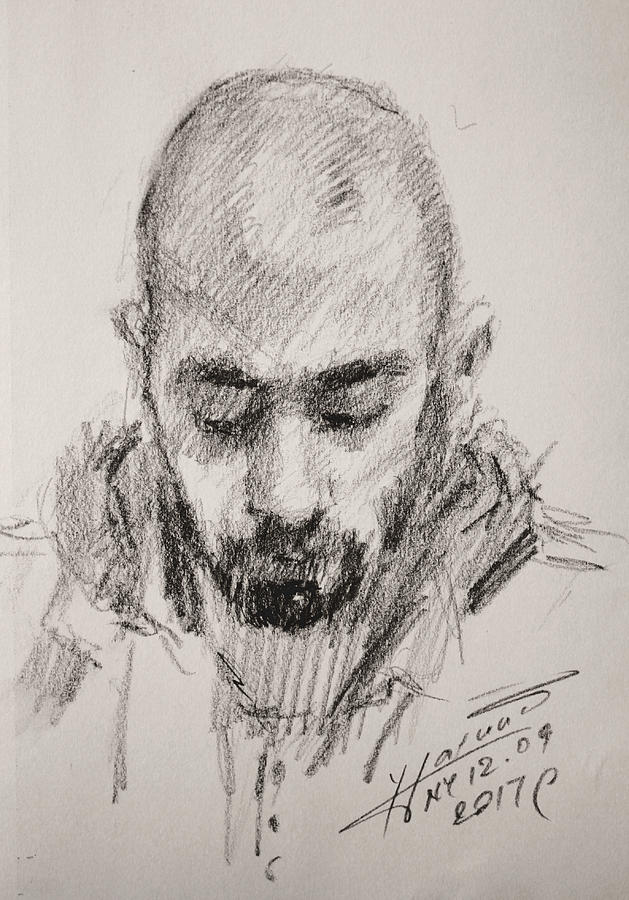 Man Drawing - Sketch Man 16 by Ylli Haruni Man Drawing - Sketch Man 16 by Ylli Haruni