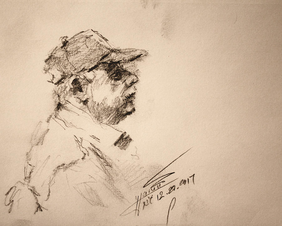 Portrait Drawing - Sketch Man 19 by Ylli Haruni