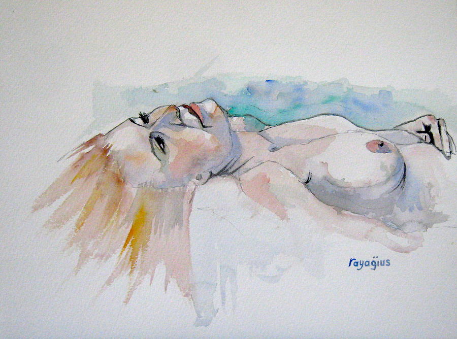 Sketch Mary Lying Painting by Ray Agius