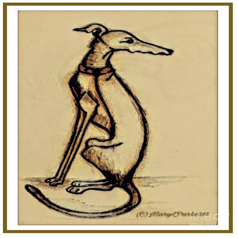  Sketch  Of  A   Greyhound  Dog Mixed Media by MaryLee Parker