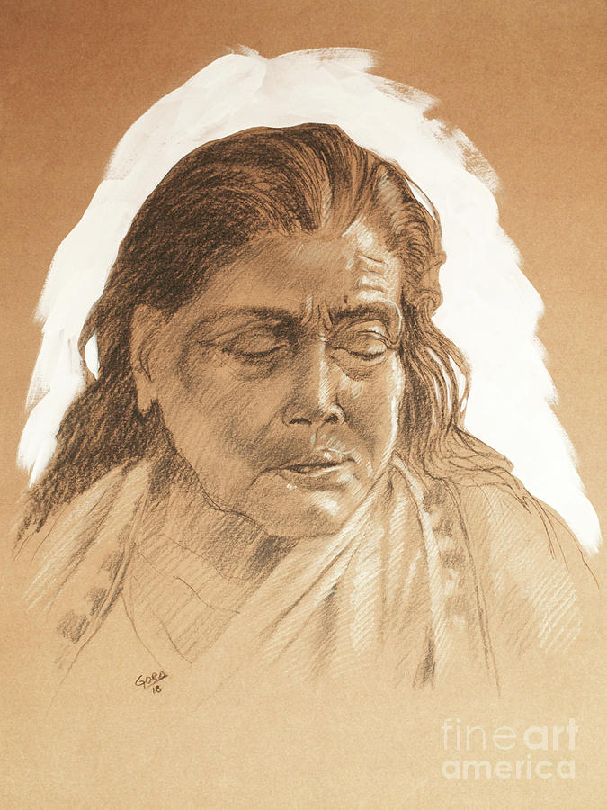 Portrait of beautiful old woman sketch in shirt Portrait of beautiful old  woman sketch dressed in shirt and pendant  CanStock