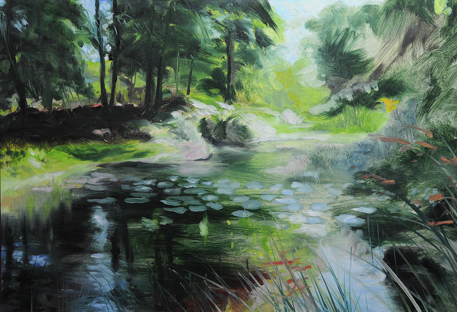 Sketch of a pond at Port Meirion Painting by Harry Robertson