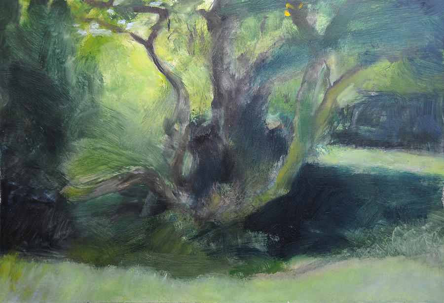 Sketch of a shady glade. Painting by Harry Robertson