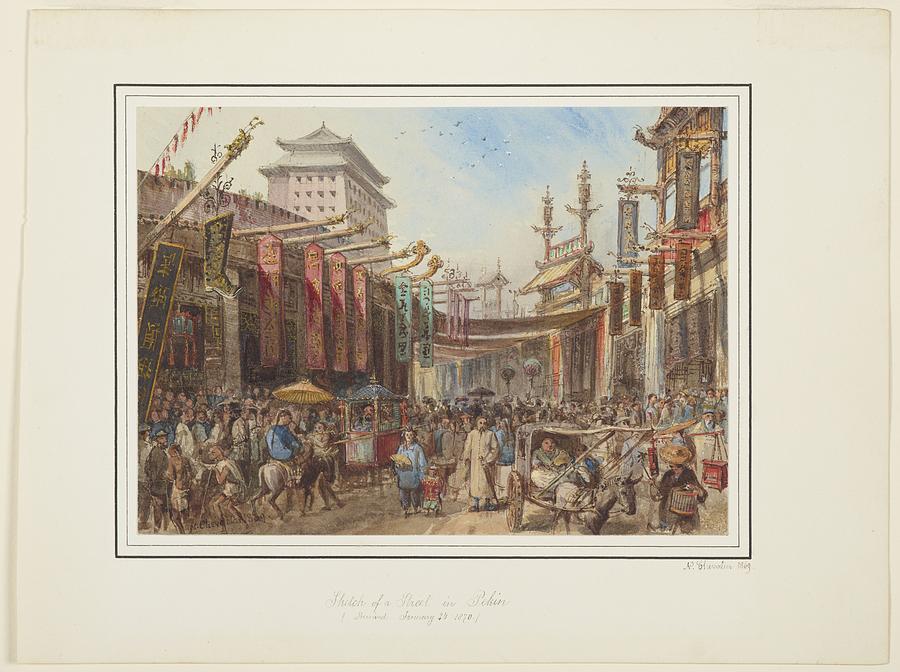 Sketch of a street in Peking 18691870 by Nicholas Chevalier Painting by Celestial Images