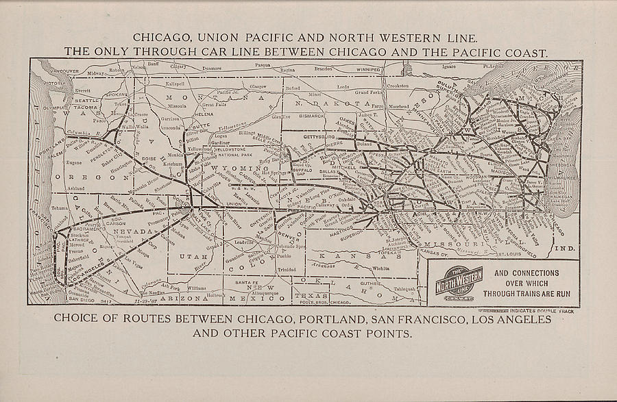 1908 Train Route Map Photograph by Chicago and North Western Historical Society