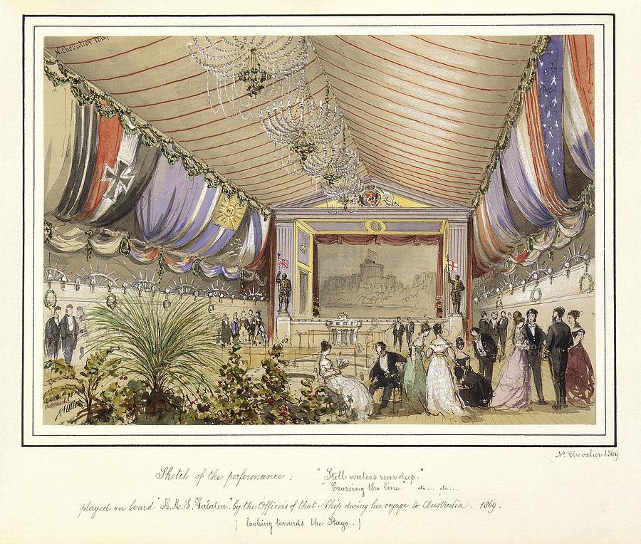 Sketch of the performance played on board HMS Galatea  looking towards the stage 1869 by Nichol Painting by Celestial Images