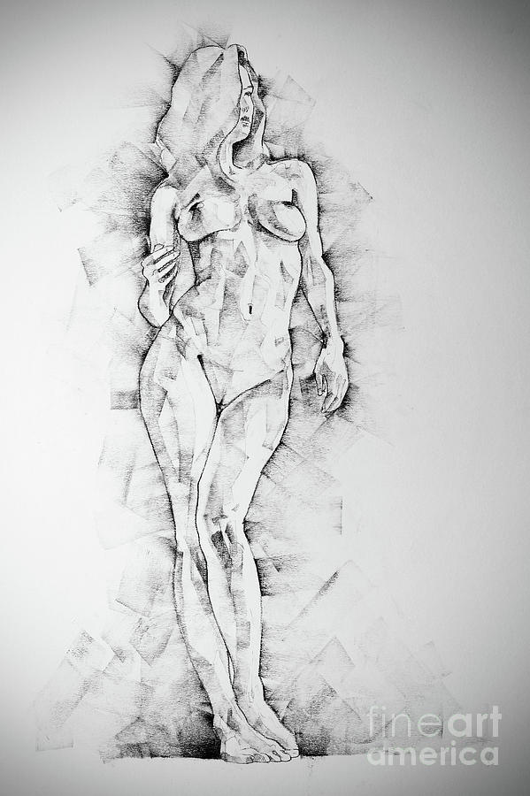 SketchBook Page 43 Drawing of Standing Figure of a Woman Drawing by Dimitar Hristov