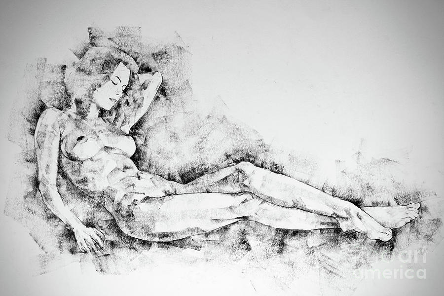 Breast and Hands Art Drawing by Dimitar Hristov
