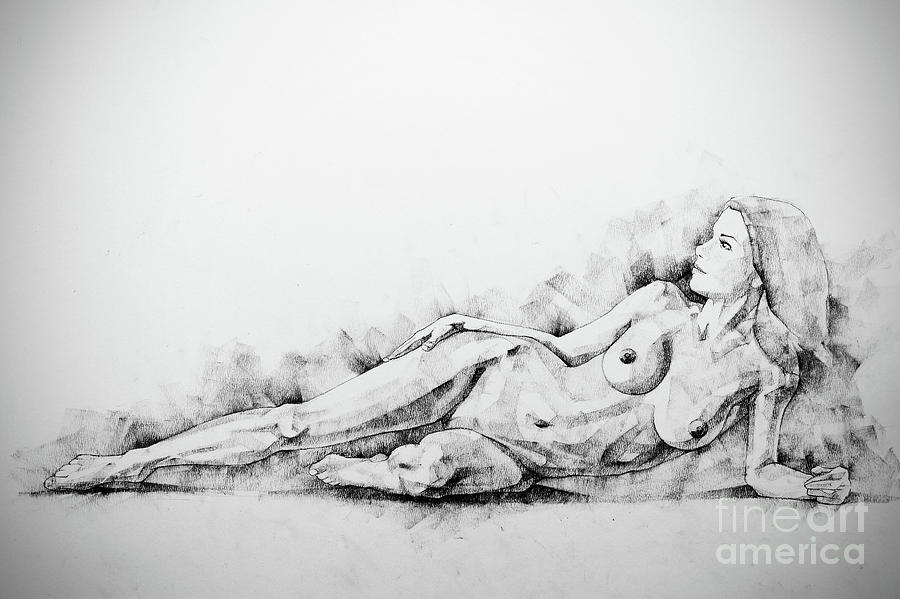 SketchBook Page 51 Figure Drawing Fine Art Woman classical pose Drawing by Dimitar Hristov