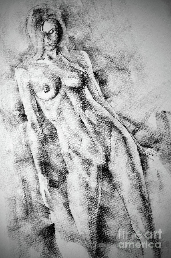 SketchBook Page 59 Lonely Girl Pose Drawing Drawing by Dimitar Hristov
