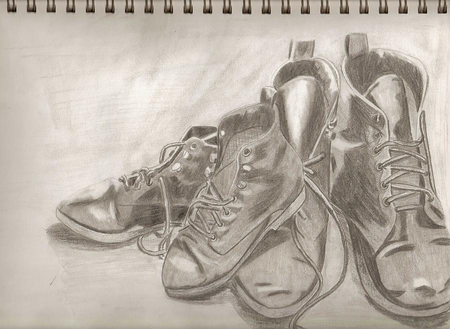 Sketch Drawing - Sketchbook shoes by Jeanette Lindblad