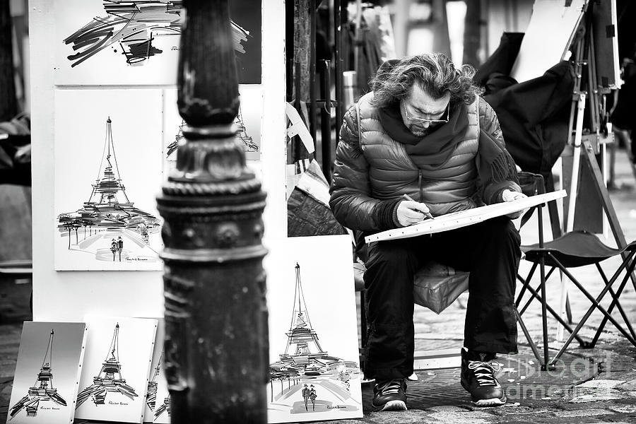 Sketching the Eiffel Tower Paris Photograph by John Rizzuto