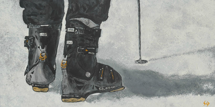 Winter Painting - Ski Boots by Sara Gardner