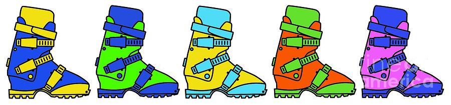Boot Digital Art - Ski Boots Tee by Edward Fielding