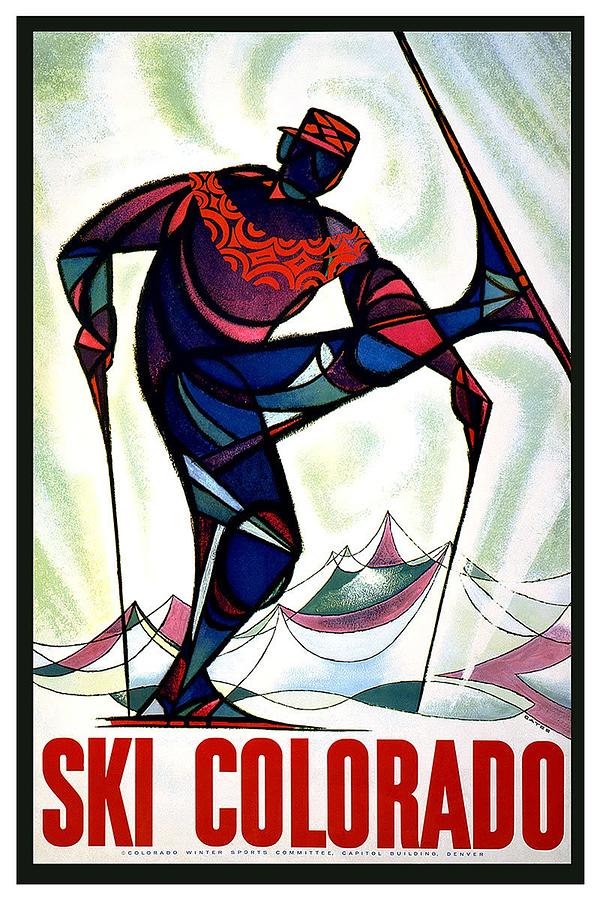 Ski Colorado, United States - Colorado Winter Sports - Retro Travel Poster - Vintage Poster Mixed Media