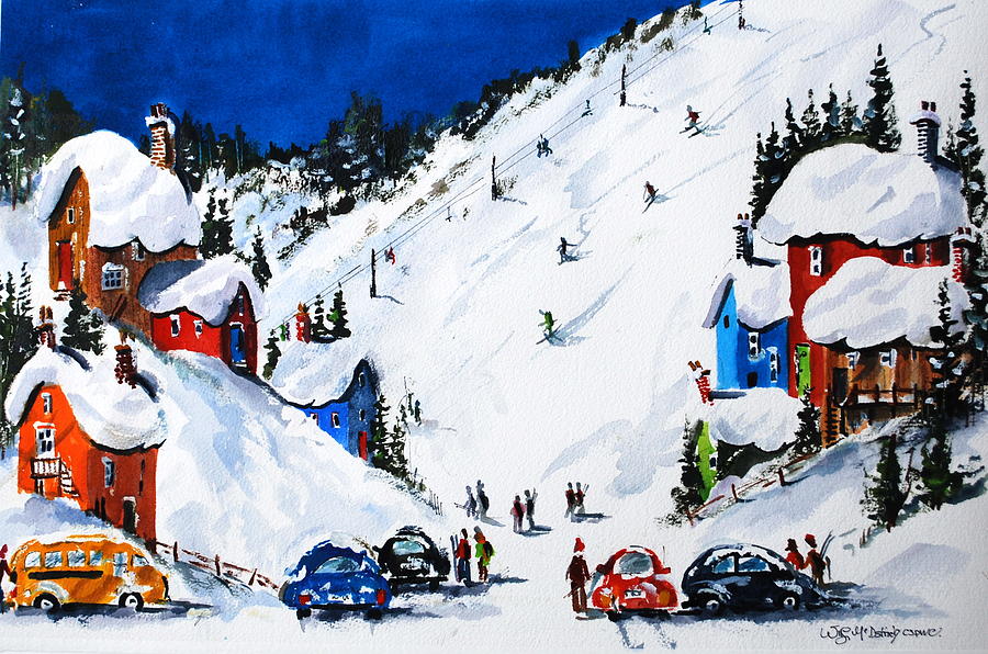 Ski day at Osler Painting by Wilfred McOstrich