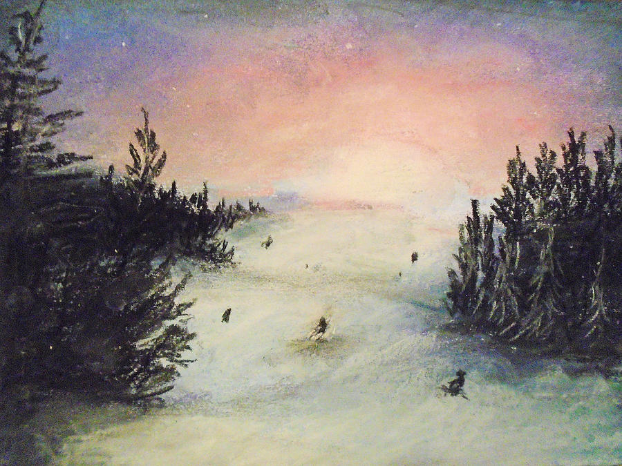 Ski Glisten Painting by Jen Shearer