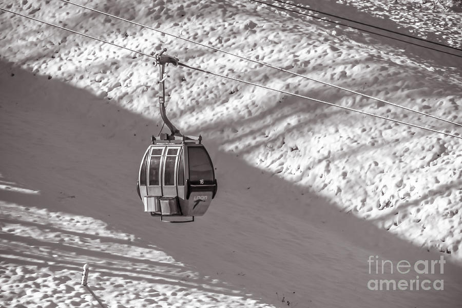 Winter Photograph - Ski lift by Claudia M Photography