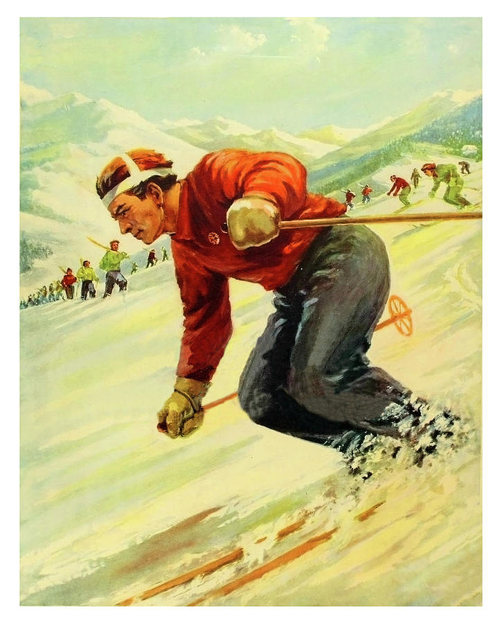 Winter Painting - Ski race, sport, winter holiday poster by Long Shot