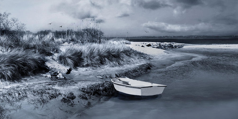 Boat Photograph - Skiff on the Sandbar by Robin-Lee Vieira