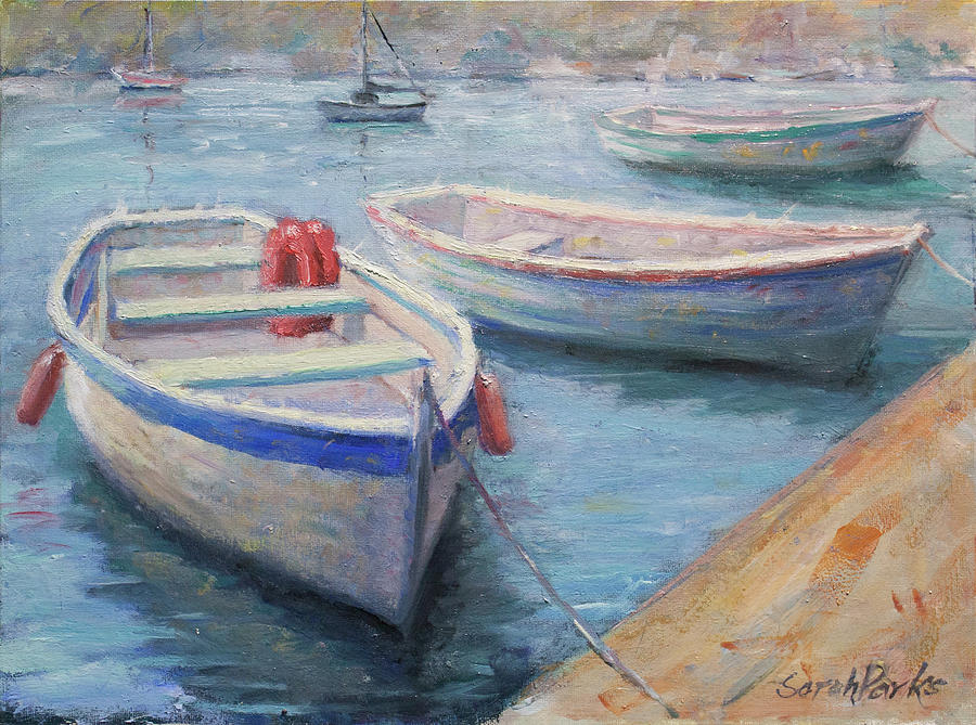 Skiffs in Harbor Painting by Sarah Parks
