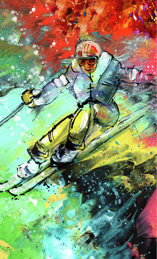 Skiing 11 Painting by Miki De Goodaboom