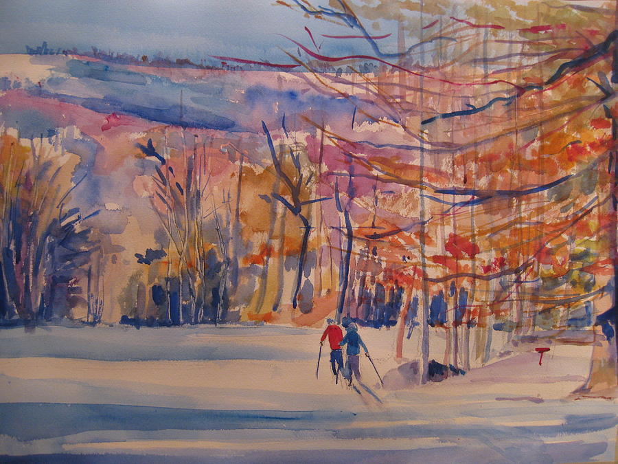 Mountain Painting - skiing in Anthony Wayne by Joyce Kanyuk