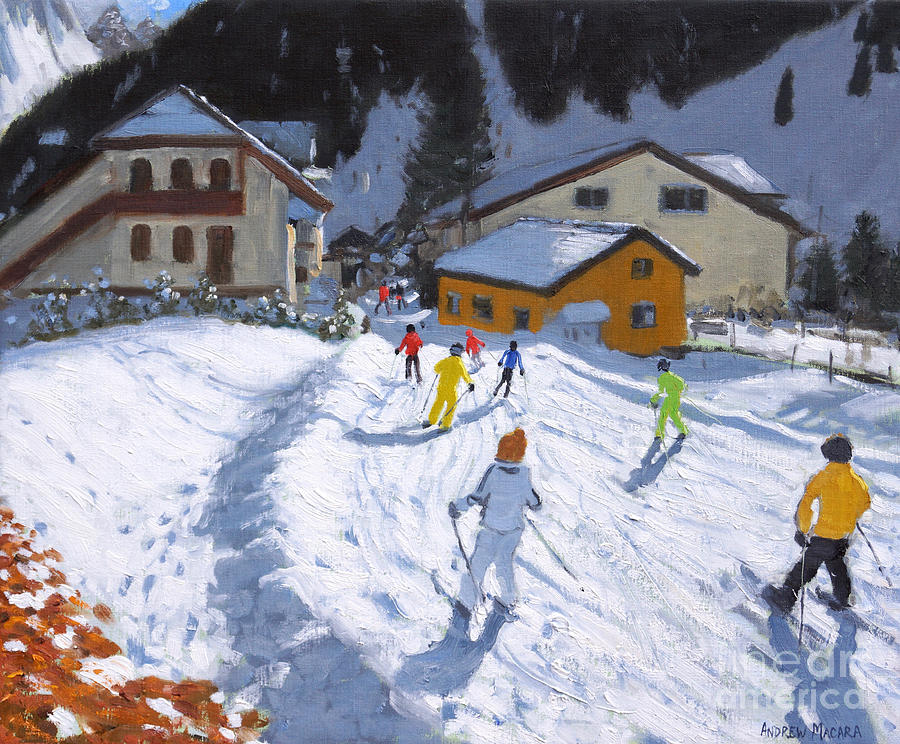 Mountain Painting - Skiing into Val Gardena, Italy by Andrew Macara