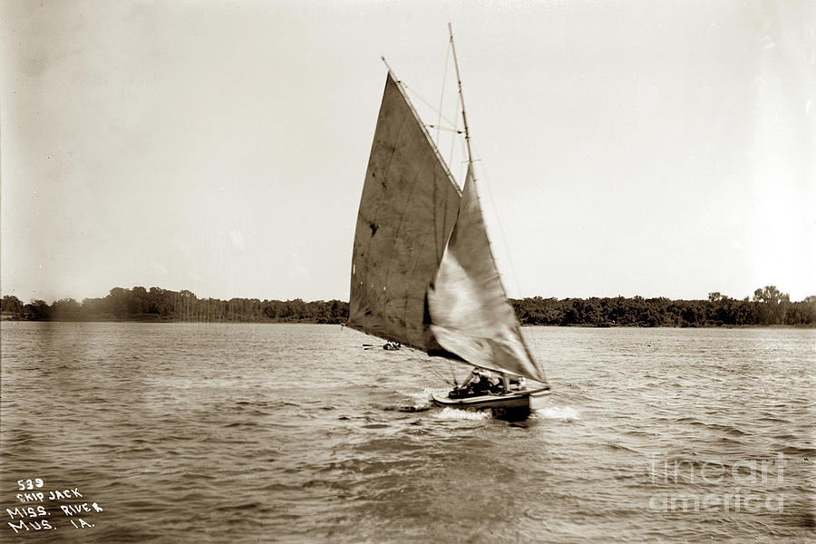Boat Photograph - Skip Jack on the Missippipp River 1900 by Monterey County Historical Society